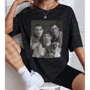 Vintage Band Jonas Brothers Shirt-black And White Tshirt- Vintage Bootleg T-shir